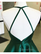 Backless Dark Green Short Evening Prom Dress, Short Dark Green Evening Homecoming Dress