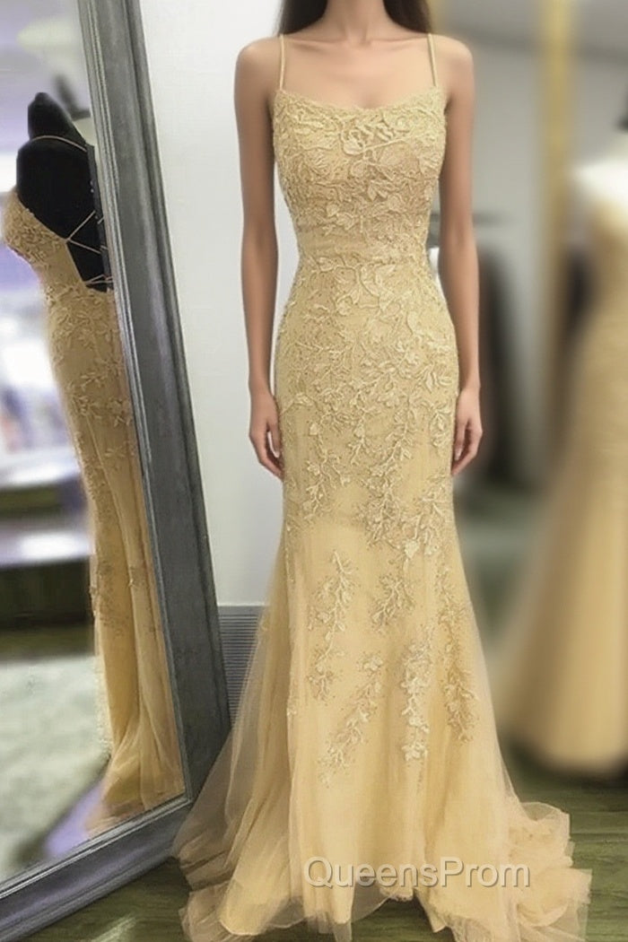Backless Orange Lace Long Evening Prom Dress, Mermaid Orange Lace Formal Dress