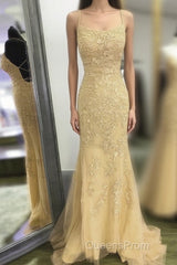 Backless Orange Lace Long Evening Prom Dress, Mermaid Orange Lace Formal Dress