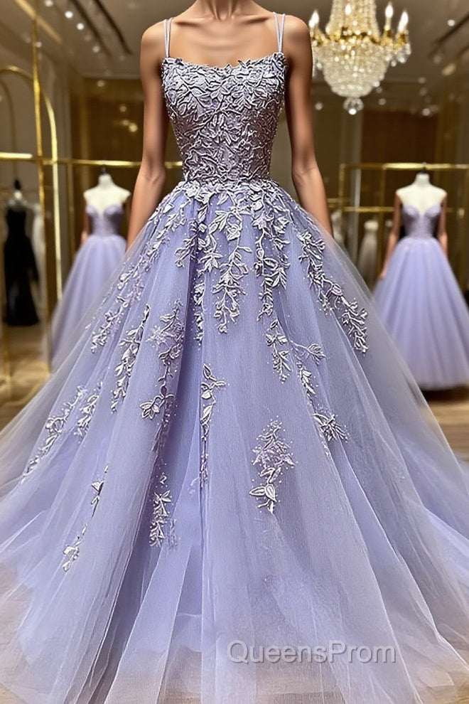 Backless Purple Lace Evening Prom Dress, Open Back Purple Lace Formal Evening Dress Main image