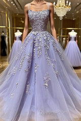 Backless Purple Lace Evening Prom Dress, Open Back Purple Lace Formal Evening Dress