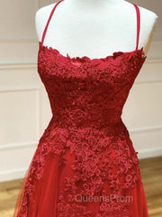 Backless Red Lace Evening Prom Dress, Open Back Red Lace Evening Dress