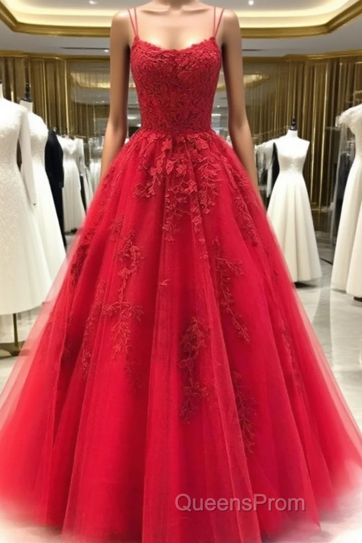 Backless Red Lace Evening Prom Dress, Open Back Red Lace Formal Evening Graduation Dress Main image