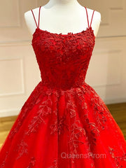 Backless Red Lace Evening Prom Dress, Red Backless Lace Formal Evening Graduation Dress