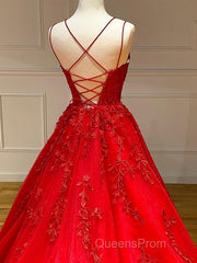 Backless Red Lace Evening Prom Dress, Red Backless Lace Formal Evening Graduation Dress