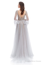 Backless V-neck Sequins Rhinestone Floor Length Prom Dresses