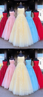 Backless Yellow Pink Blue Red Burgundy Lace Evening Prom Dress, Backless Lace Formal Evening Bridesmaid Dress