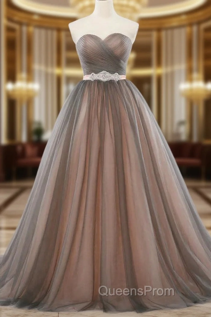 Ball Gown Gray Tulle Sweetheart With Beading Wedding Dress