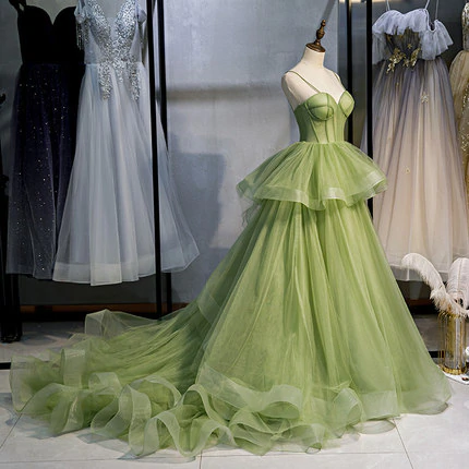Ball Gown, Green Classy Prom Dress Vintage Classy Prom Dress