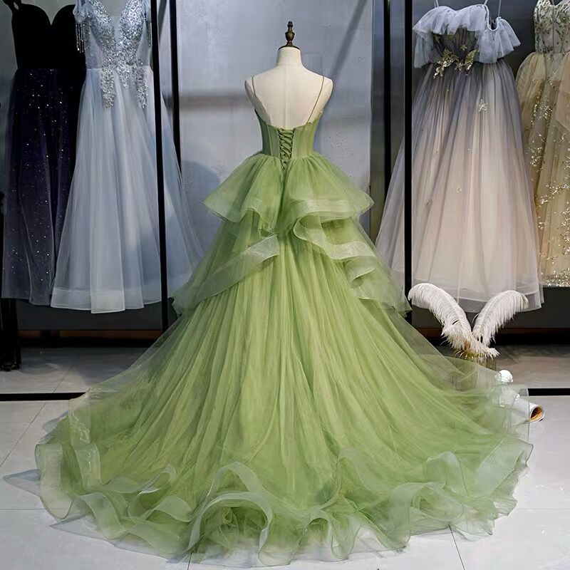 Ball Gown, Green Classy Prom Dress Vintage Classy Prom Dress