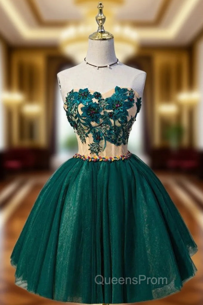 Ball Gown Green Sweetheart Tulle Lace Up Homecoming Dress