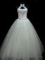 Ball-Gown Halter Beading Floor-Length Tulle Wedding Dress