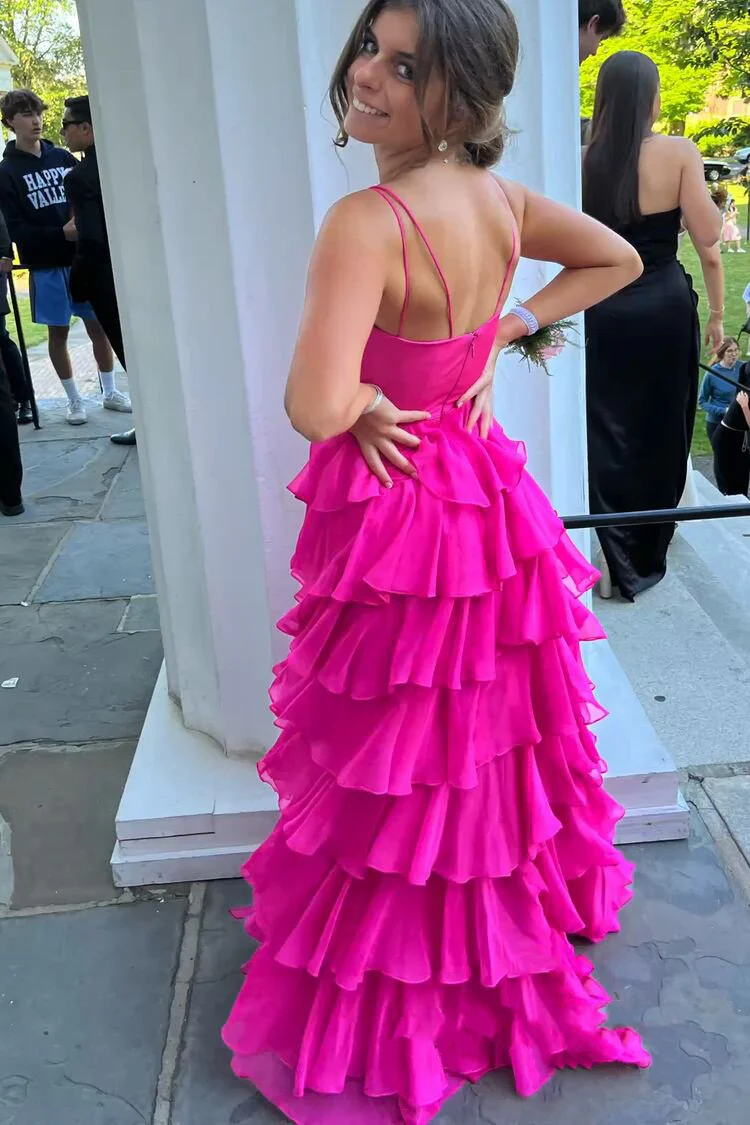 Ball Gown Hot Pink Straps Classy Evening Party Dress Classy Prom Dress Secondary image
