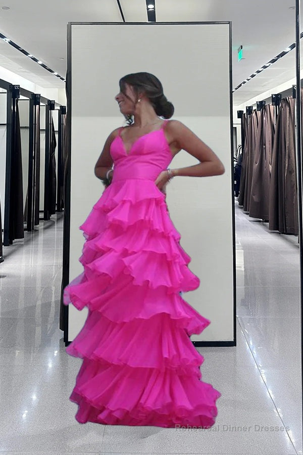 Ball Gown Hot Pink Straps Evening Party Dress Prom Dress Secondary image