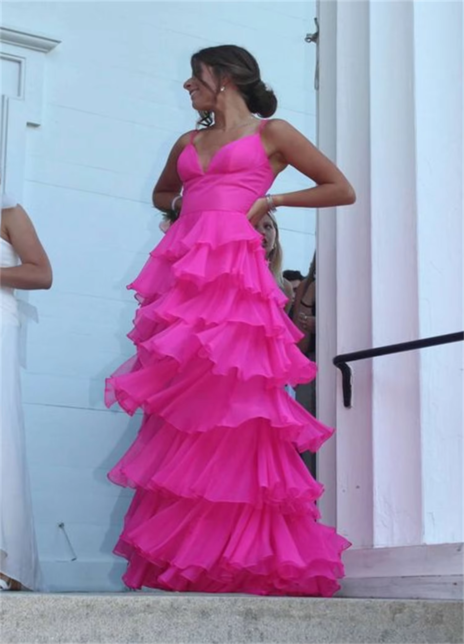 Ball Gown Hot Pink Straps Classy Evening Party Dress Classy Prom Dress