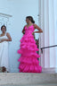 Ball Gown Hot Pink Straps Classy Evening Party Dress Classy Prom Dress