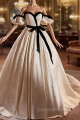 Ball Gown Ivory Off the Shoulder Evening Prom Dress