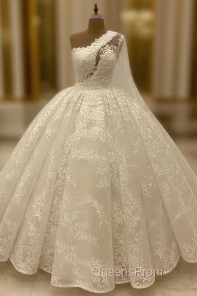 Ball Gown Lace Wedding Dress One Shoulder Main image