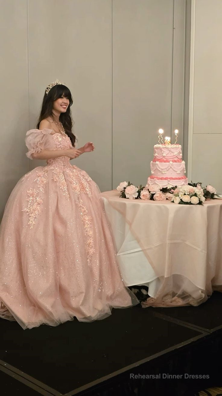 Ball Gown Long Pink Tulle Evening Dress Main image