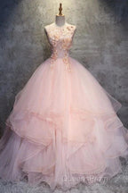 Ball Gown Long Evening Prom Dress Flowers Gorgeous Quinceanera Dress With Flowers