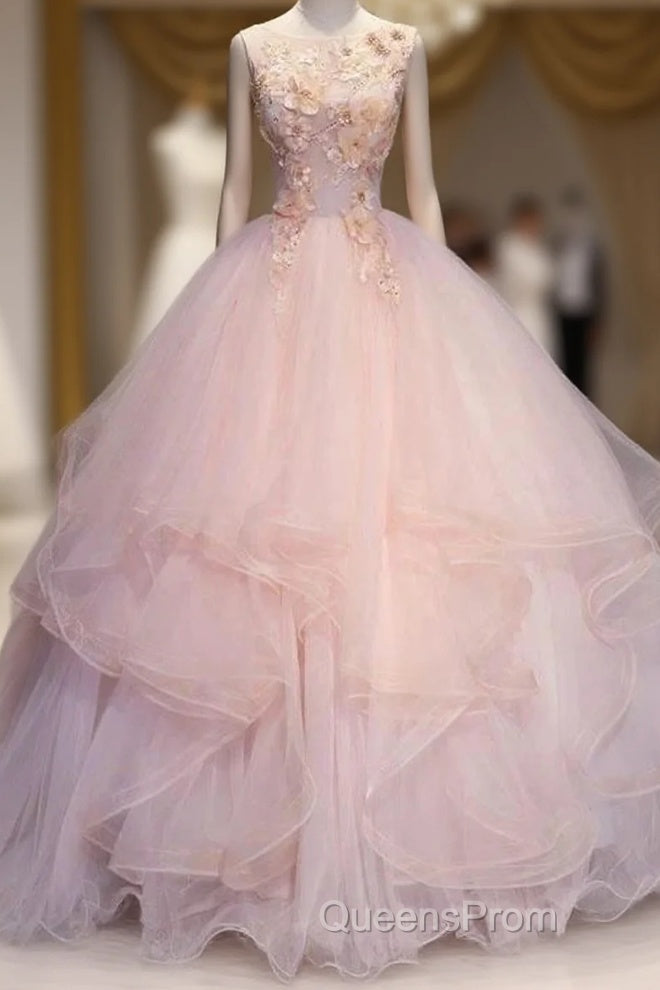 Ball Gown Long Evening Prom Dress Flowers Gorgeous Quinceanera Dress With Flowers Main image
