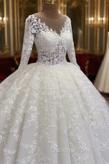 Ball Gown Long Sleeve Lace Wedding Dress