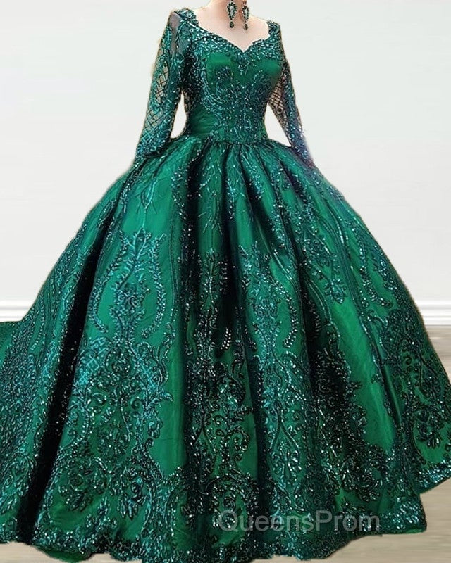 Ball Gown Long Sleeves Sequin Embroidery Dress Secondary image