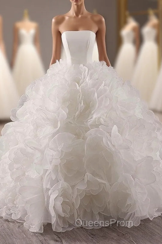 Ball Gown Luxury White Tulle 3D Flower Wedding Dress Main image