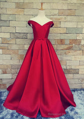 Ball Gown Off-The-Shoulder Sweep Train Satin Prom Dresses With Waistband