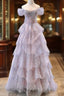 Ball Gown Off The Shoulder Tulle Evening Prom Dress Evening Dress
