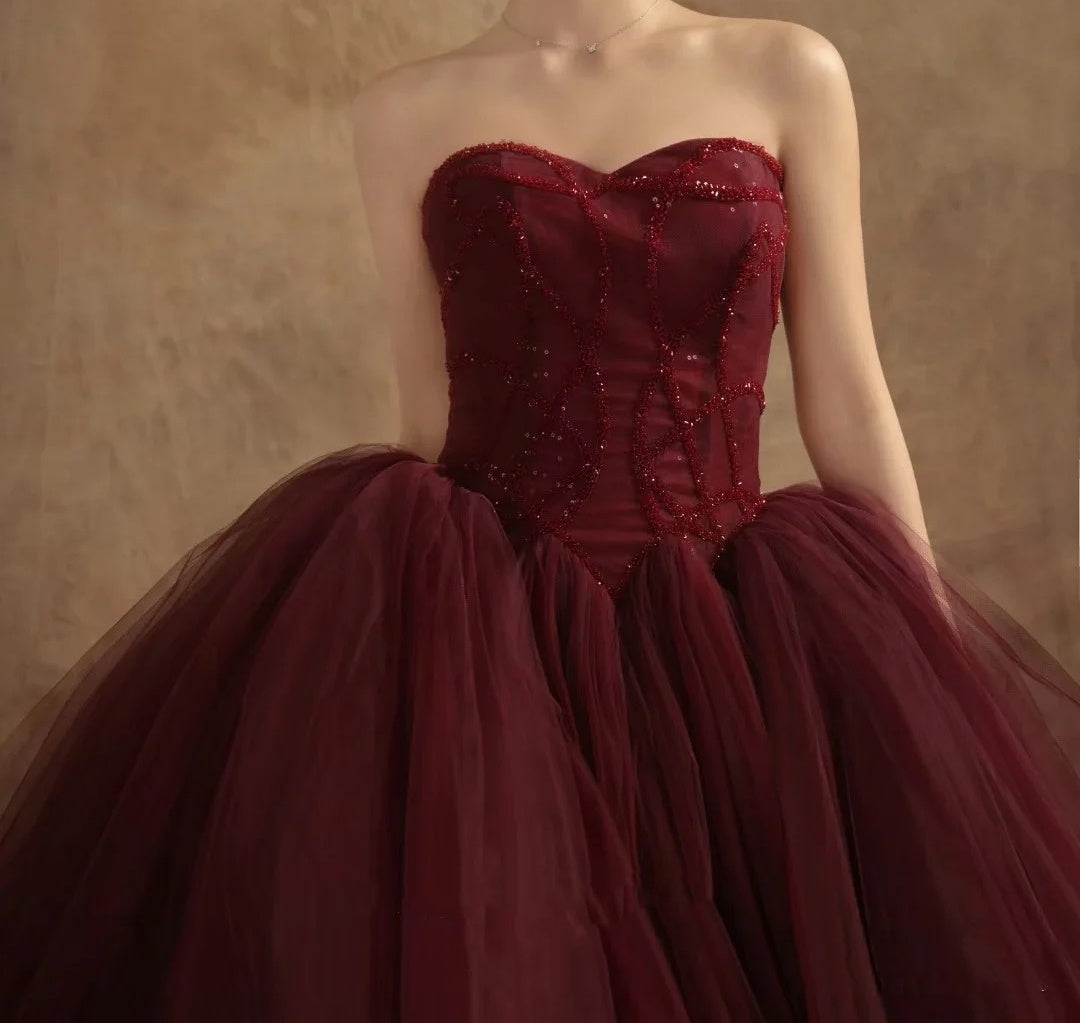 Ball Gown Off The Shoulder Tulle Red Sweet 16 Dress