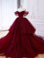 Ball Gown Off The Shoulder Tulle Red Sweet 16 Dress
