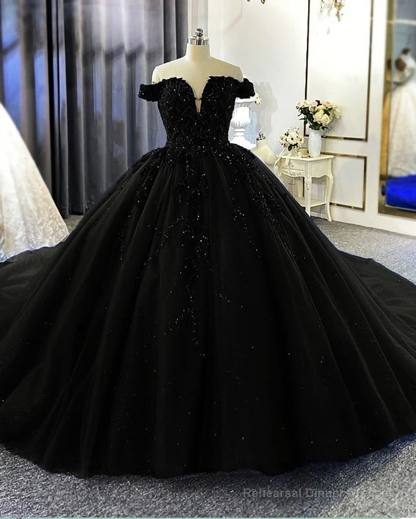 Ball Gown Off The Shoulder Wedding Dress Beaded Prom Dress Main image