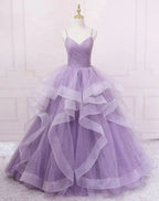 Green/Blue Long Shiny Elegant Spaghetti Straps Long Ruffled Organza Ball Gown Classy Evening Dress Quinceanera Dress