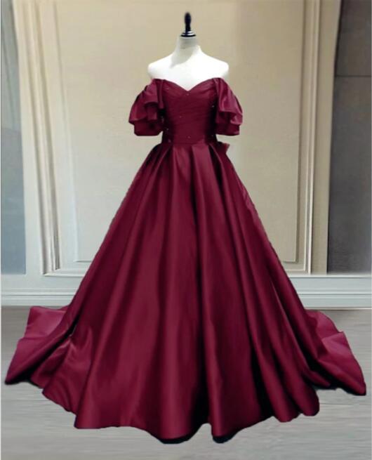 Ball Gown Princess Satin Off The Shoulder Classy Prom Dress Secondary image