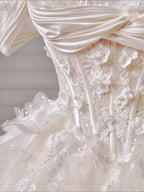 Ball-Gown/Princess Sweetheart Floor-Length Tulle Classy Prom Dress With Sequins Appliques Lace Beading