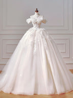 Ball-Gown/Princess Sweetheart Floor-Length Tulle Classy Prom Dress With Sequins Appliques Lace Beading