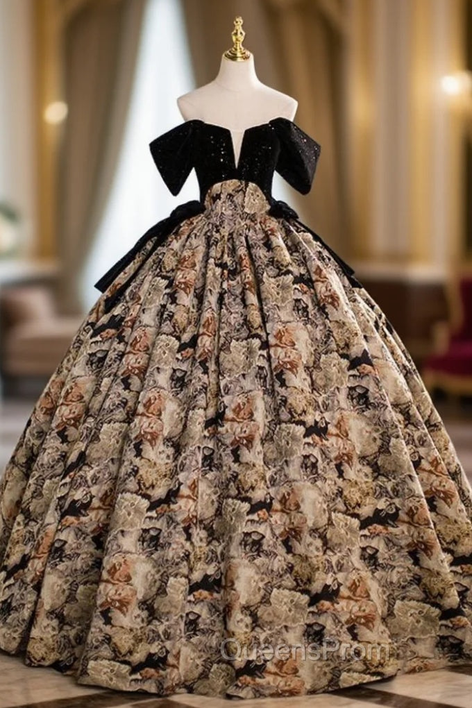 Ball Gown Print Strapless Quinceanera Dress Main image