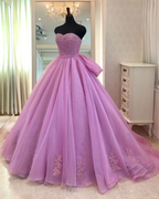 Ball Gown Classy Prom Dress Floor Length Tulle Quinceanera Dress
