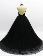 Ball Gown Evening Prom Dress Open Back Dress Wedding Party Court Train Sleeveless Halter Tulle Backless With Pleats