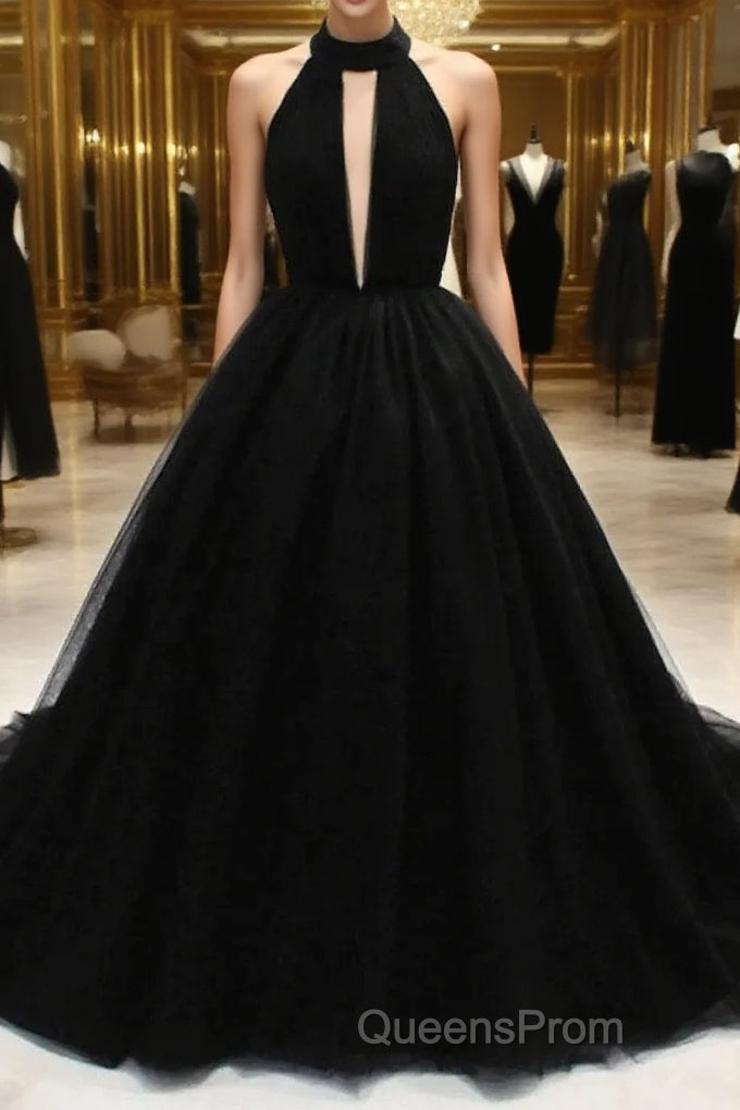 Ball Gown Evening Prom Dress Open Back Dress Wedding Party Court Train Sleeveless Halter Tulle Backless With Pleats Main image