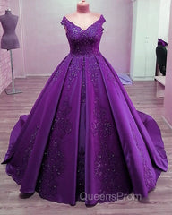 Ball Gown Quinceanera Dress Sequins Lace V Neck