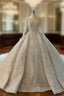 Ball Gown Sequins Long Sleeve Beading Luxury Wedding Dress