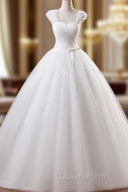 Ball Gown Sleeveless Square Floor-Length Ruffles Tulle Wedding Dress