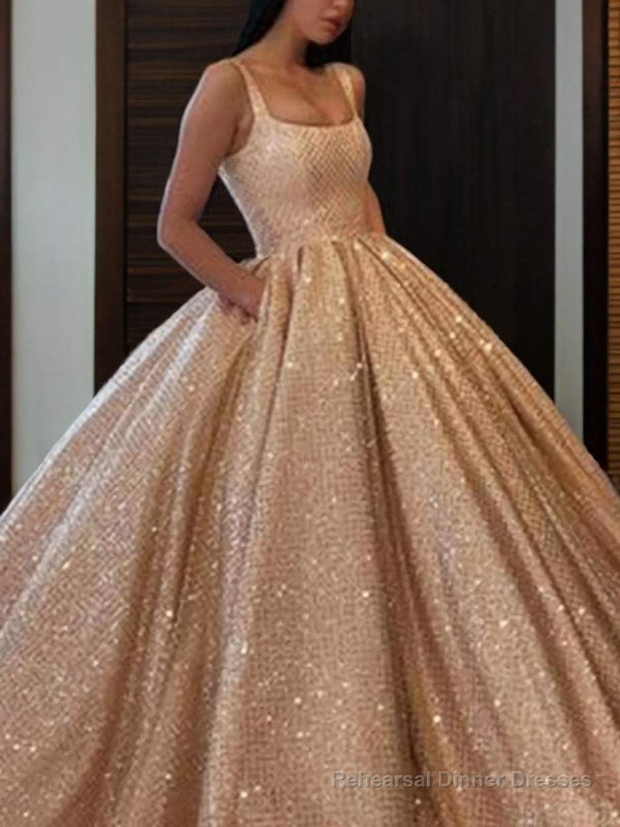 Ball Gown Square Floor-Length Prom Dresses With Pockets Main image