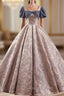 Ball Gown Square Puff Sleeve Evening Prom Dress
