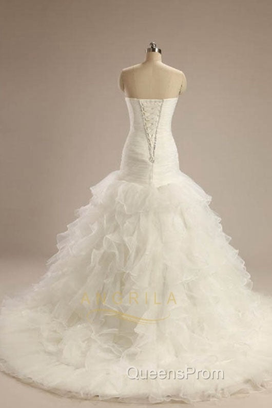 Ball-Gown Strapless Chapel Wedding Dress White Organza Secondary image