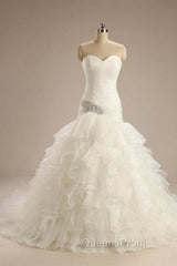 Ball-Gown Strapless Chapel Wedding Dress White Organza