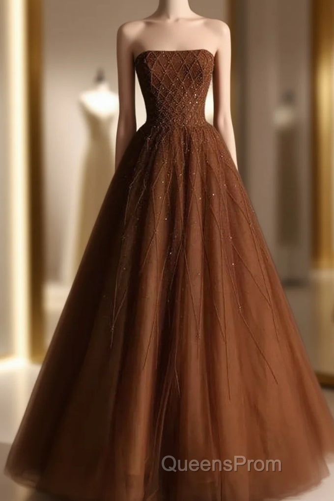Ball Gown Strapless Tulle Long Evening Prom Dress Evening Dress Main image