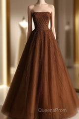 Ball Gown Strapless Tulle Long Evening Prom Dress Evening Dress